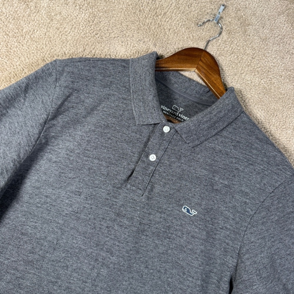 Vineyard Vines Heritage Polo Mens Large Gray Short Sleeve Cotton Shirt Golf Knit
